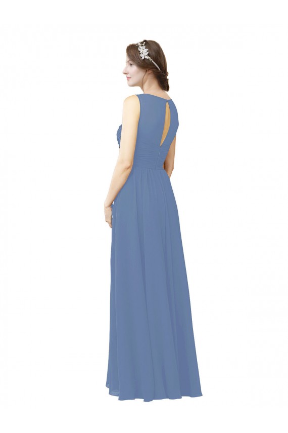 Soft Chiffon Long Illusion Neck Sheath Bridesmaid Dress Sudbury
