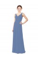 Soft Chiffon Long V-Neck Sheath Bridal Party Dress Sudbury