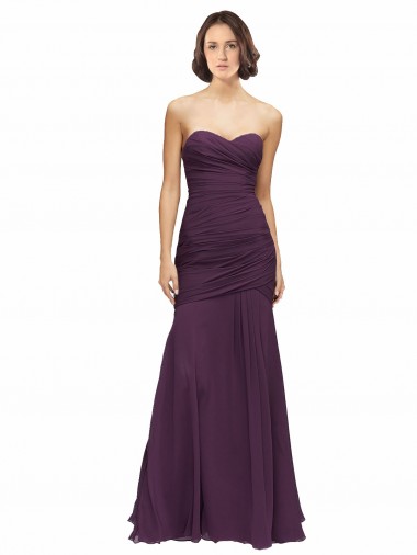 Soft Chiffon Long Sweetheart Grape Mermaid Bridesmaid Dress Sudbury