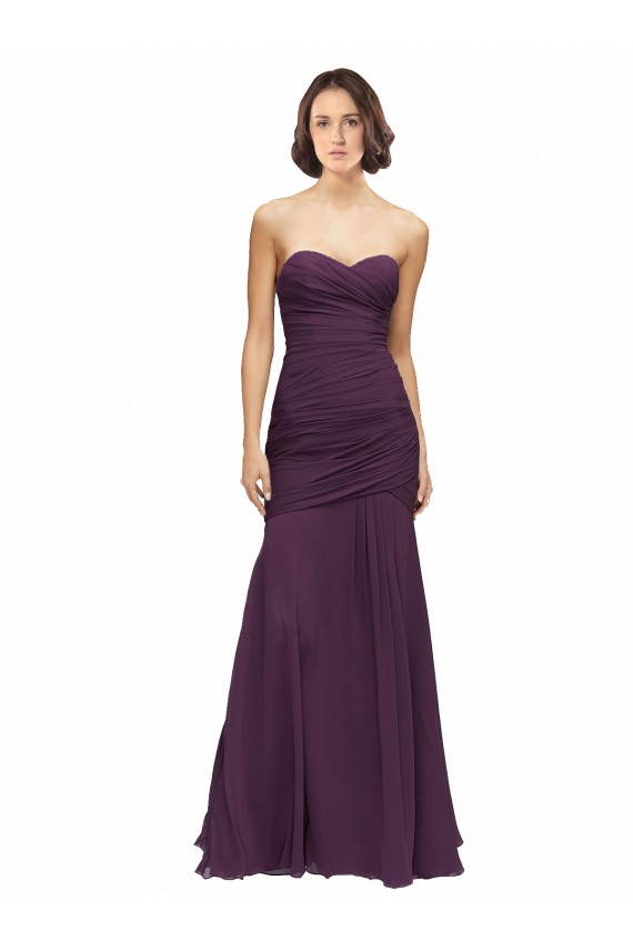 Soft Chiffon Long Sweetheart Grape Mermaid Bridesmaid Dress Sudbury