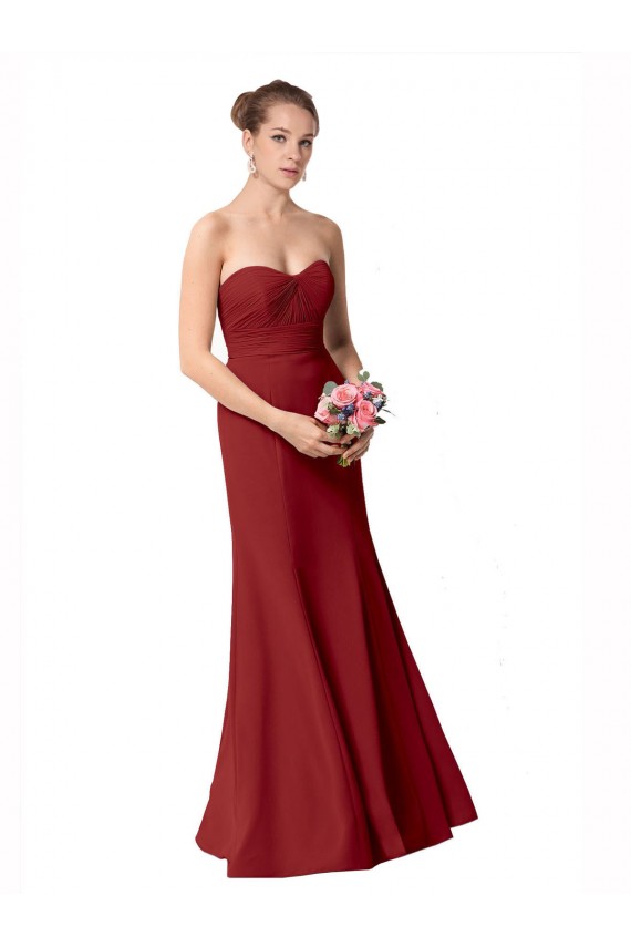 Soft Chiffon Long Sweetheart Burgundy Mermaid Bridesmaid Dress Sudbury
