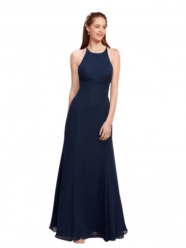 Soft Chiffon Long Halter Neck Mermaid Prom Dress / Bridesmaid Dress Sudbury