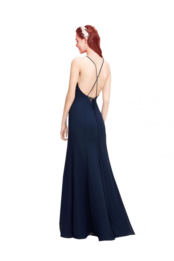 Soft Chiffon Long Halter Neck Mermaid Prom Dress / Bridesmaid Dress Sudbury