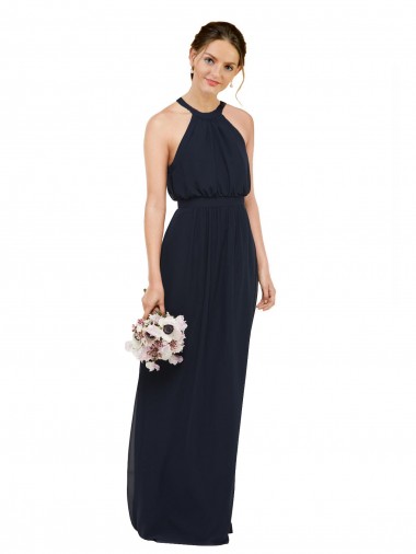 Chiffon Long Halter Neck A-Line Bridesmaid Dress Sudbury