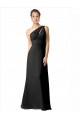 Soft Chiffon Long One Shoulder Black A-Line Bridesmaid Dress Sudbury