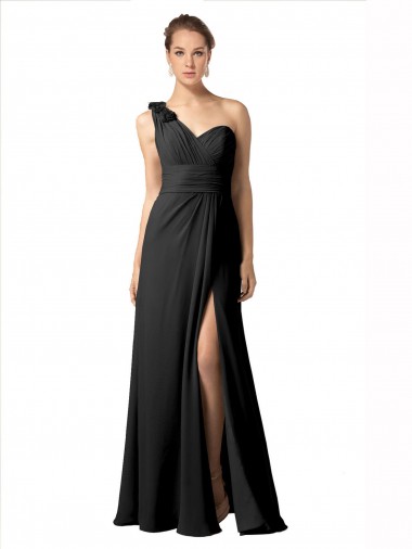 Soft Chiffon Long One Shoulder A-Line Bridesmaid Dress / Formal Dress Sudbury
