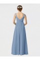 Soft Chiffon Long Spaghetti Straps Dusty Blue A-Line Bridesmaid Gown Sudbury
