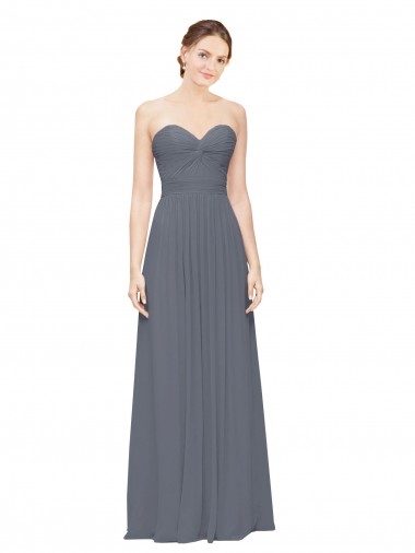 Soft Chiffon Long Sweetheart Slate Grey A-Line Bridesmaid Dress Sudbury