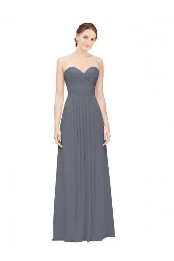 Soft Chiffon Long Sweetheart Slate Grey A-Line Bridesmaid Dress Sudbury