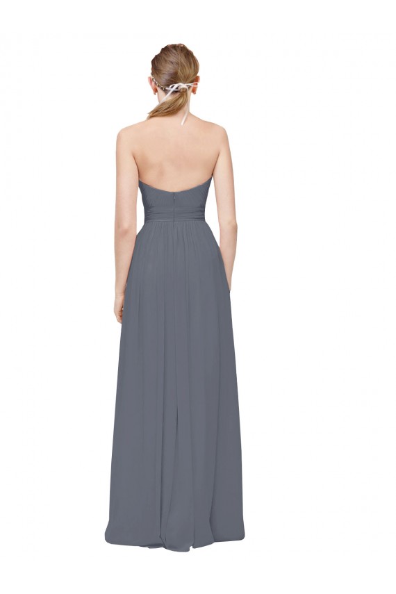 Soft Chiffon Long Sweetheart Slate Grey A-Line Bridesmaid Dress Sudbury