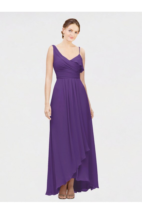 Soft Chiffon Long One Shoulder A-Line High Low Bridesmaid Dress Sudbury
