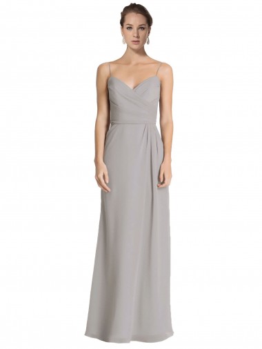 Soft Chiffon Long Spaghetti Straps Sheath Bridesmaid Dress Sudbury