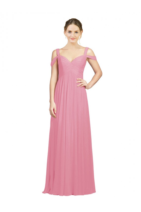 Soft Chiffon Long Off the Shoulder Skin Pink A-Line Bridesmaid Dress Sudbury