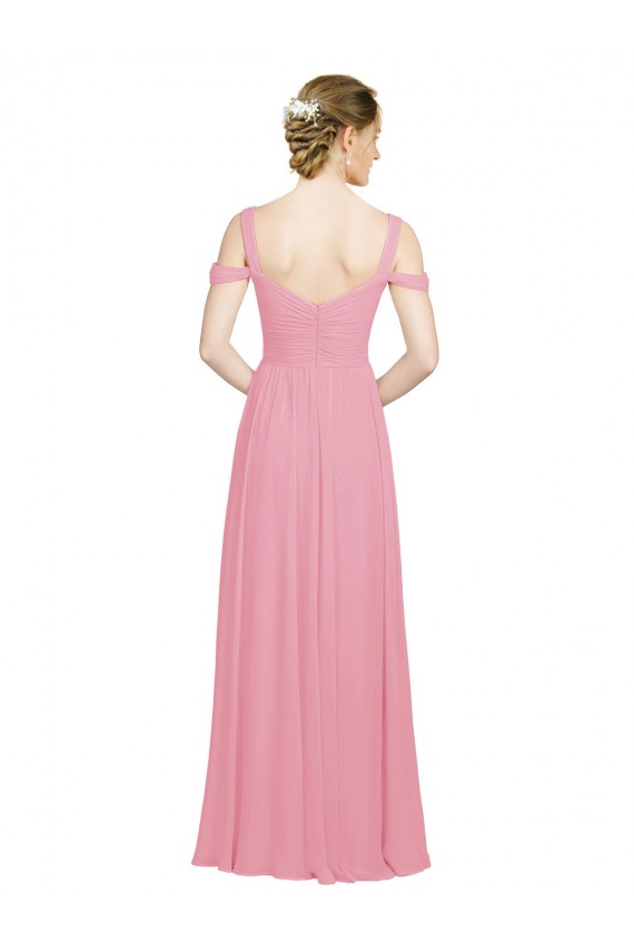 Soft Chiffon Long Off the Shoulder Skin Pink A-Line Bridesmaid Dress Sudbury
