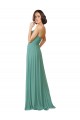 Soft Chiffon Long Spaghetti Straps Icelandic Silver A-Line Bridesmaid Dress Sudbury
