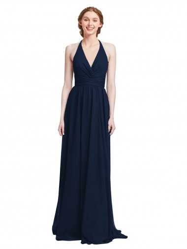 Chiffon Long Halter Neck A-Line Formal Dress / Bridesmaid Dress Sudbury