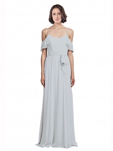 Soft Chiffon Long Off the Shoulder Frost A-Line Formal Dress / Bridesmaid Dress Sudbury