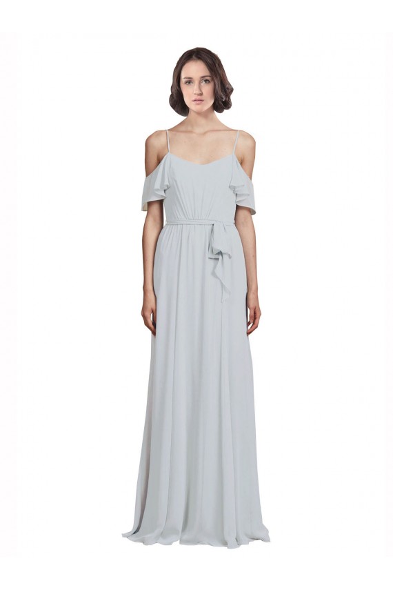 Soft Chiffon Long Off the Shoulder Frost A-Line Formal Dress / Bridesmaid Dress Sudbury