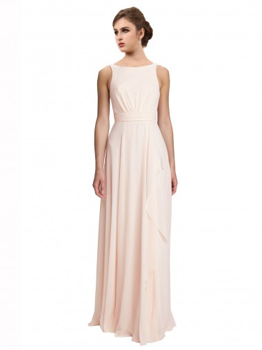 Chiffon V-Back Long Bateau Neck A-Line Bridesmaid Dress / Evening Dress Sudbury