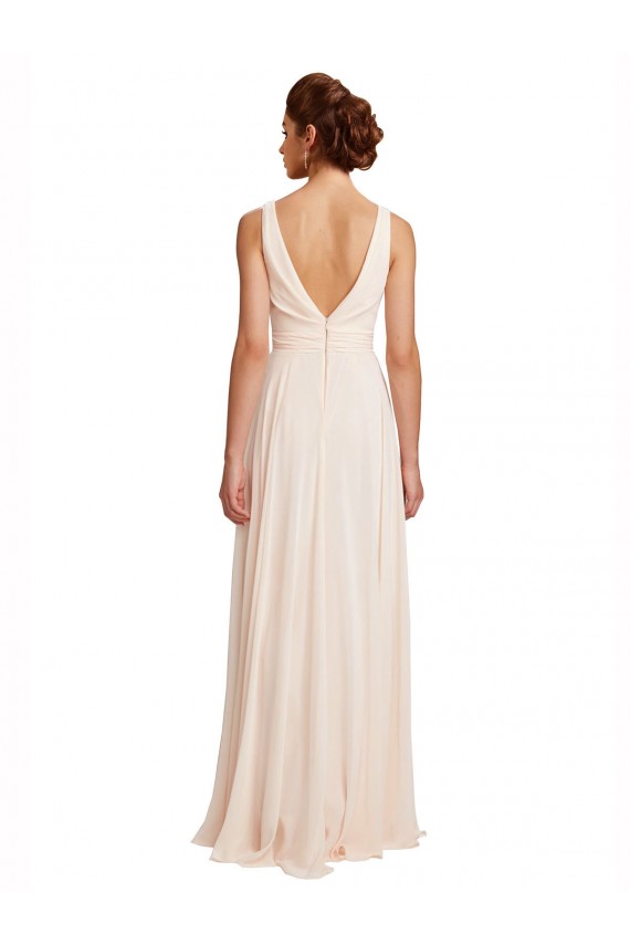 Chiffon V-Back Long Bateau Neck A-Line Bridesmaid Dress / Evening Dress Sudbury