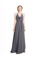 Soft Chiffon Long Spaghetti Straps Slate Grey A-Line Bridesmaid Dress Sudbury