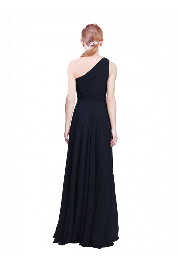 Chiffon Long One Shoulder Dark Navy A-Line Bridesmaid Dress / Evening Dress Sudbury