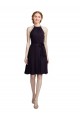 Soft Chiffon Knee Length Halter Neck Grape A-Line Bridesmaid Dress Sudbury
