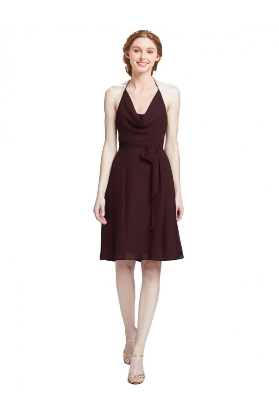 Soft Chiffon Knee Length Spaghetti Straps A-Line Bridesmaid Dress Sudbury