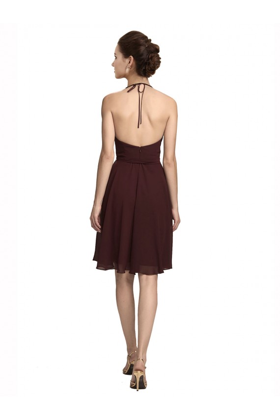 Soft Chiffon Knee Length Spaghetti Straps A-Line Bridesmaid Dress Sudbury