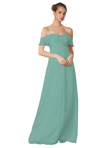 Soft Chiffon Long Off the Shoulder Seaside A-Line Bridesmaid Dress Sudbury
