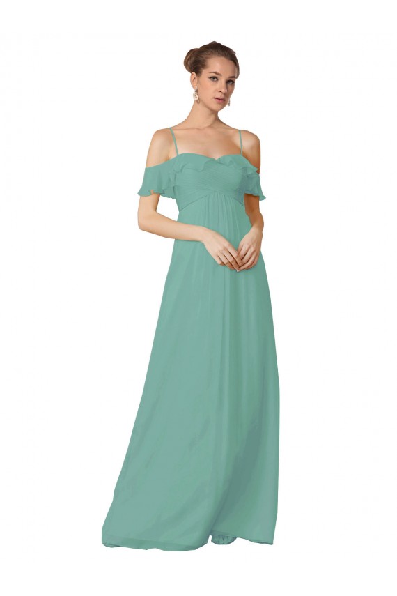 Soft Chiffon Long Off the Shoulder Seaside A-Line Bridesmaid Dress Sudbury