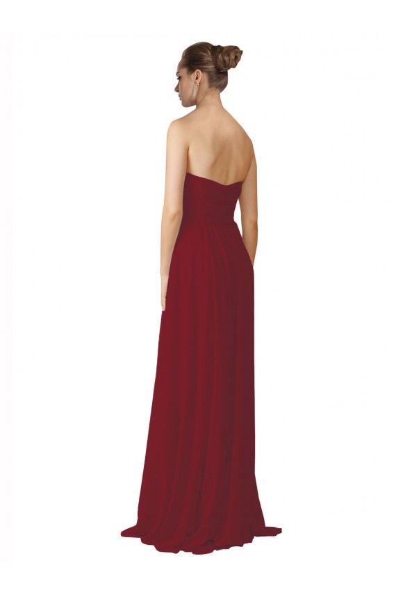 Soft Chiffon Long Sweetheart Burgundy A-Line Bridesmaid Dresses Sudbury