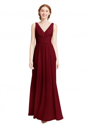 Chiffon Long V-Neck A-Line Bridesmaid Dress / Evening Gowns Sudbury