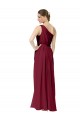 Chiffon Long One Shoulder Burgundy A-Line Bridal Party Dress / Evening Dress Sudbury