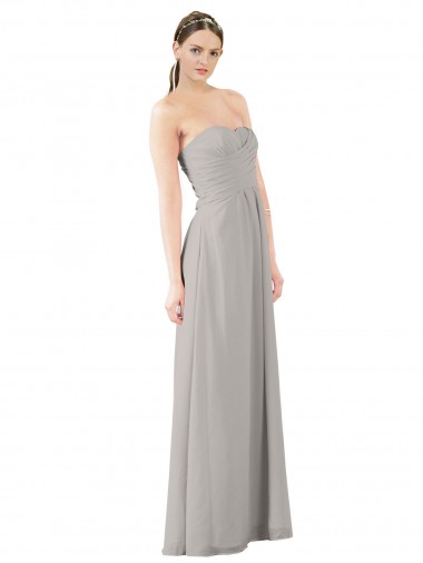 Soft Chiffon Long Sweetheart Oyster Silver A-Line Bridesmaid Dress Sudbury