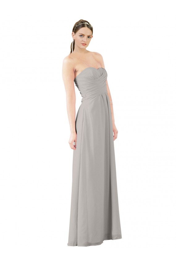 Soft Chiffon Long Sweetheart Oyster Silver A-Line Bridesmaid Dress Sudbury