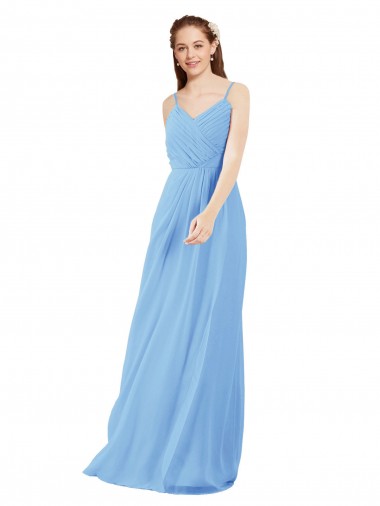 Soft Chiffon Low Back Long V-Neck Sheath Bridesmaid Dress Sudbury