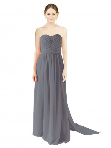 Luxe Chiffon Open Back Long Sweetheart A-Line Bridesmaid Dress / Evening Dress Sudbury