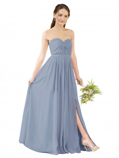 Soft Chiffon Open Back Long Sweetheart A-Line Evening Gowns / Bridesmaid Dress Sudbury