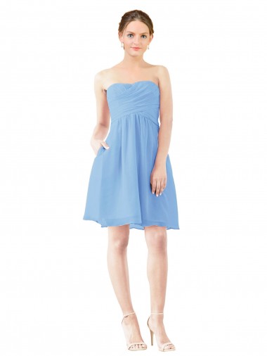Soft Chiffon Open Back Knee Length Sweetheart Periwinkle A-Line Bridesmaid Dress Sudbury