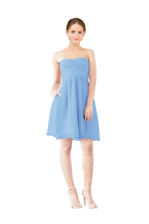 Soft Chiffon Open Back Knee Length Sweetheart Periwinkle A-Line Bridesmaid Dress Sudbury