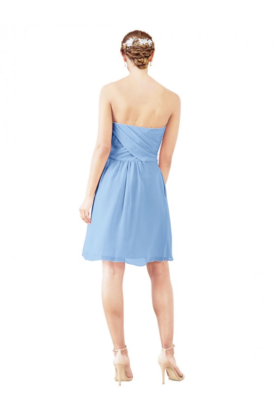 Soft Chiffon Open Back Knee Length Sweetheart Periwinkle A-Line Bridesmaid Dress Sudbury