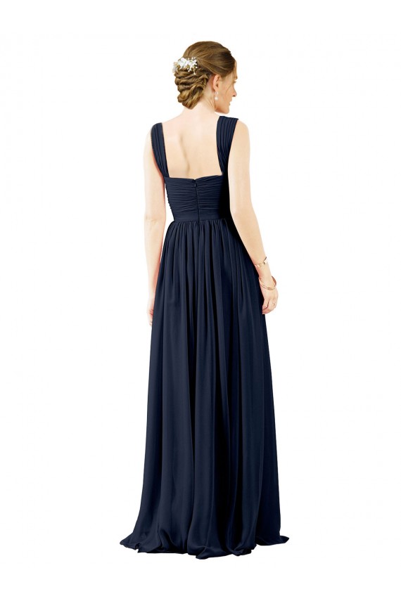 Soft Chiffon Open Back Long Square Neck A-Line Bridesmaid Dress Sudbury