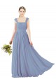 Soft Chiffon Open Back Long Square Neck A-Line Bridesmaid Dress Sudbury