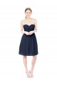 Soft Chiffon Open Back Knee Length Sweetheart Dark Navy A-Line Bridesmaid Dress Sudbury