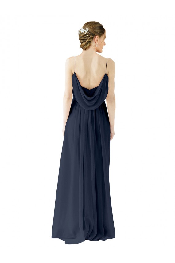 Chiffon Open Back Long Spaghetti straps A-Line Bridesmaid Dress / Evening Gowns Sudbury