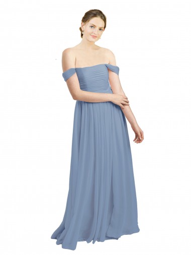 Soft Chiffon Open Back Long Off the Shoulder A-Line Formal Dress / Bridesmaid Dress Sudbury