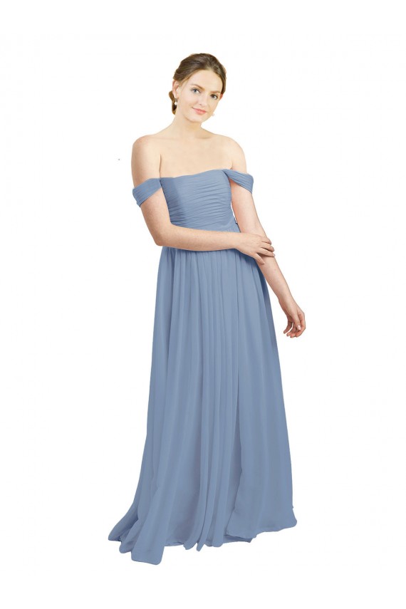 Soft Chiffon Open Back Long Off the Shoulder A-Line Formal Dress / Bridesmaid Dress Sudbury
