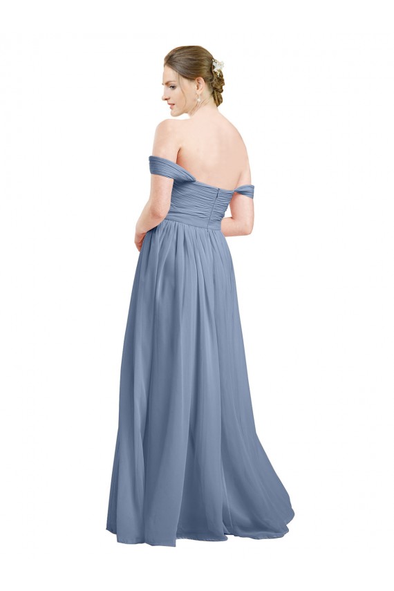 Soft Chiffon Open Back Long Off the Shoulder A-Line Formal Dress / Bridesmaid Dress Sudbury