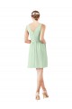 Soft Chiffon Knee Length V-Neck Sage A-Line Bridesmaid Dress Sudbury